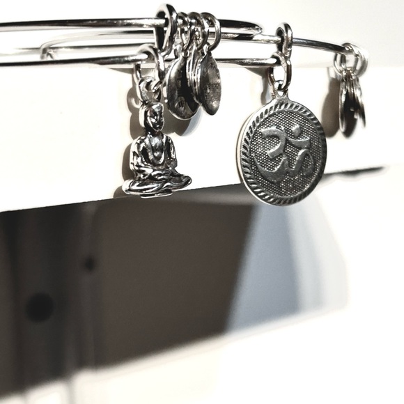 Alex & Ani Silver 2 Bracelet Bangle Set Retired - Picture 6 of 10